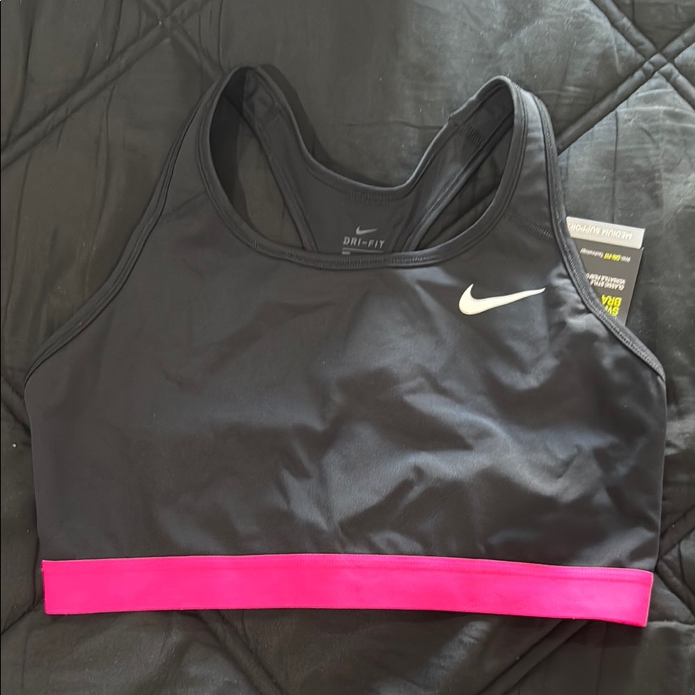 Nike Women's Black and Pink Sports Bra